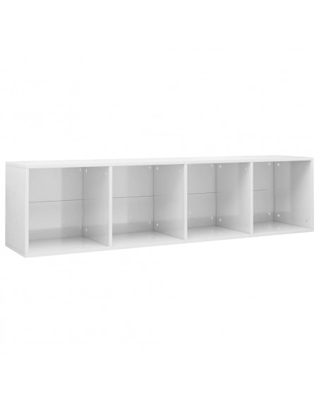 Libreria/Mobile TV Bianco Lucido 36x30x143 cm Legno Multistrato