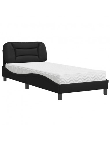 Letto con Materasso Nero 90x200 cm in Similpelle