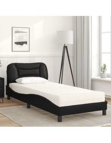 Letto con Materasso Nero 90x200 cm in Similpelle