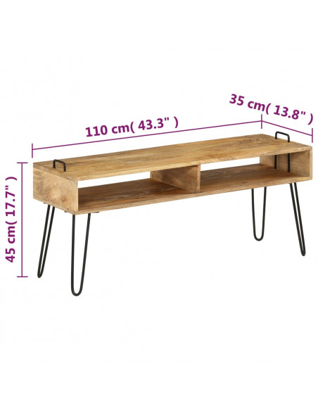 Mobile Porta TV in Legno Massello di Mango 110x35x45 cm