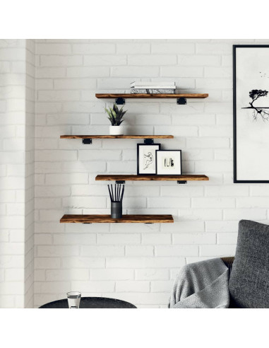 Mensole Parete 4pz Rovere Fumo 60x20x1,5 cm Legno Multistrato