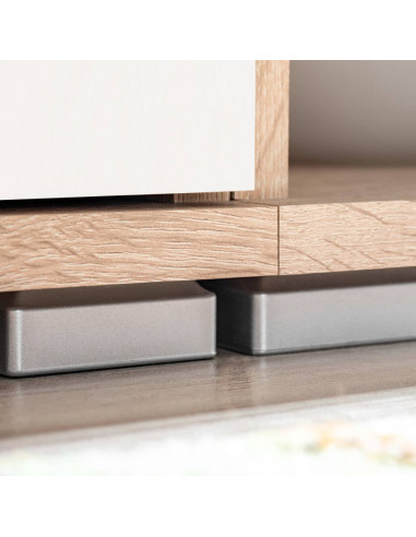 Parete Attrezzata Porta TV con Luci LED Rovere Sonoma e Bianco