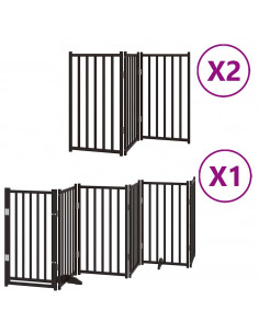 Cancello Cani Porta Pieghevole Nero 12 Pannelli 600 cm Pioppo 2