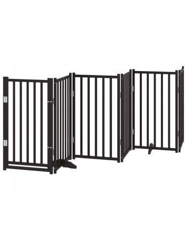 Cancello Cani Porta Pieghevole Nero 12 Pannelli 600 cm Pioppo