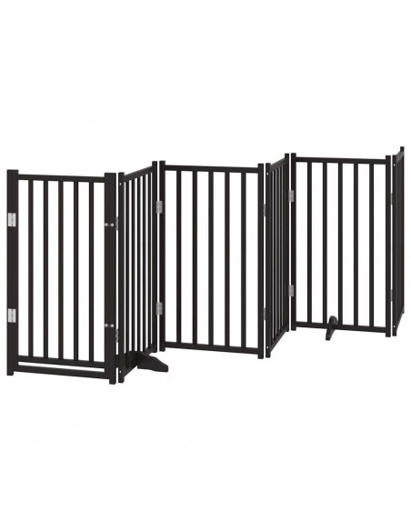 Cancello Cani Porta Pieghevole Nero 12 Pannelli 600 cm Pioppo