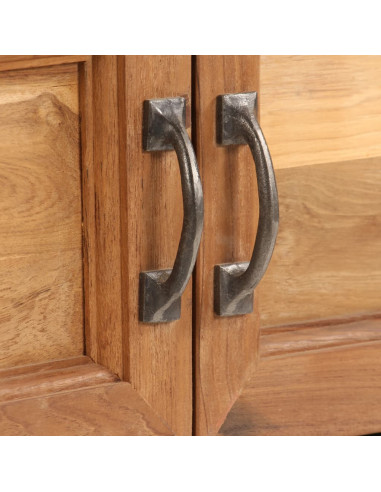 Mobile Porta TV in Teak Recuperato e Acciaio 120x30x40 cm