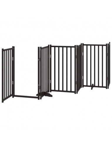 Cancello Cani Porta Pieghevole Nero 12 Pannelli 600 cm Pioppo