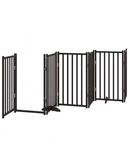 Cancello Cani Porta Pieghevole Nero 12 Pannelli 600 cm Pioppo