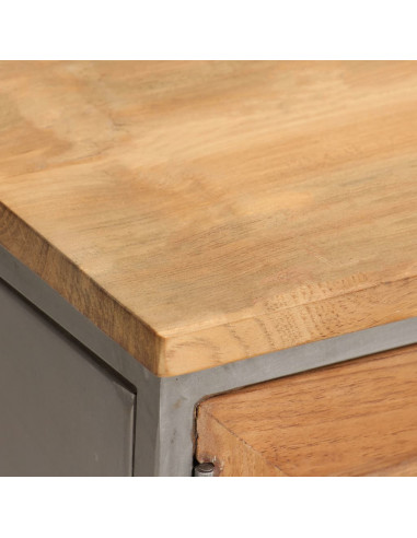 Mobile Porta TV in Teak Recuperato e Acciaio 120x30x40 cm