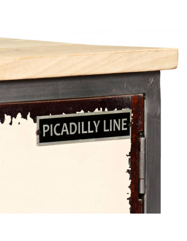 Mobile Porta TV in Mango Massello e Acciaio 120x30x45cm