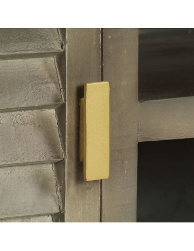 Mobile TV Legno Massello di Mango Grigio e Ottone 110x30x48cm