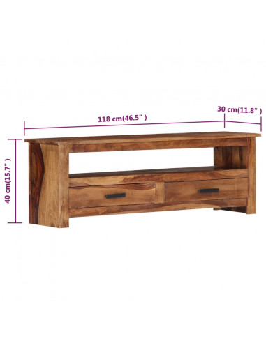 Mobile Porta TV 118x30x40 cm in Legno Massello