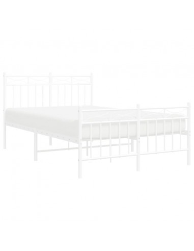 Giroletto con Testiera e Pediera Metallo Bianco 120x200 cm