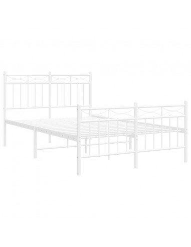 Giroletto con Testiera e Pediera Metallo Bianco 120x200 cm