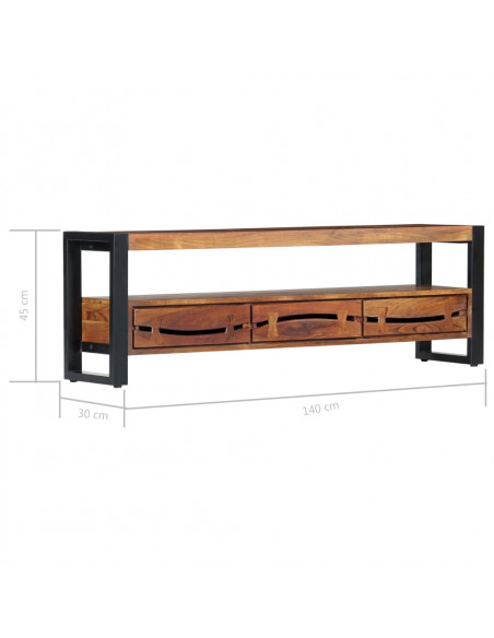 Mobile Porta TV 140x30x45 cm in Legno Massello di Acacia