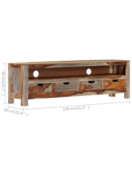 Mobile Porta TV in Legno Massello di Sheesham 130x30x40 cm