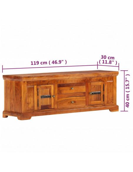 Mobile Porta TV 119x30x40 cm in Legno Massello di Acacia
