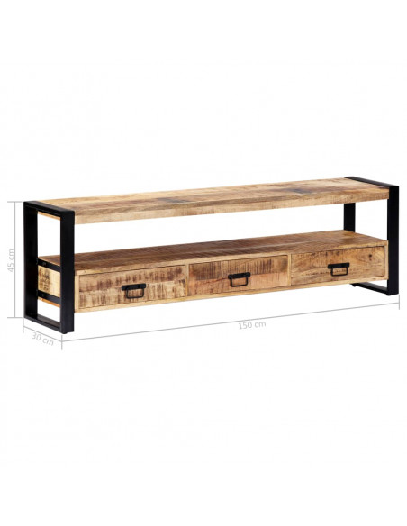 Mobile Porta TV 150x30x45 cm in Legno Massello di Mango