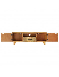 Mobile Porta TV Intagliato 120x30x40 cm in Massello di Recupero 2