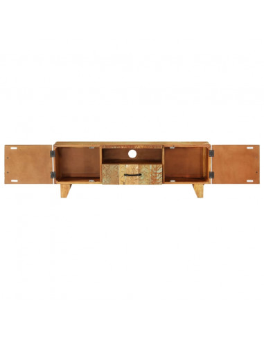 Mobile Porta TV Intagliato 120x30x40 cm in Massello di Recupero