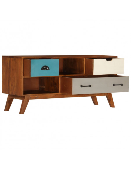 Mobile Porta TV 3 Cassetti 110x35x50cm Legno Massello di Acacia