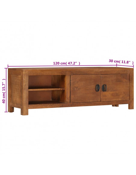 Mobile Porta TV 120x30x40 cm in Legno Massello di Mango
