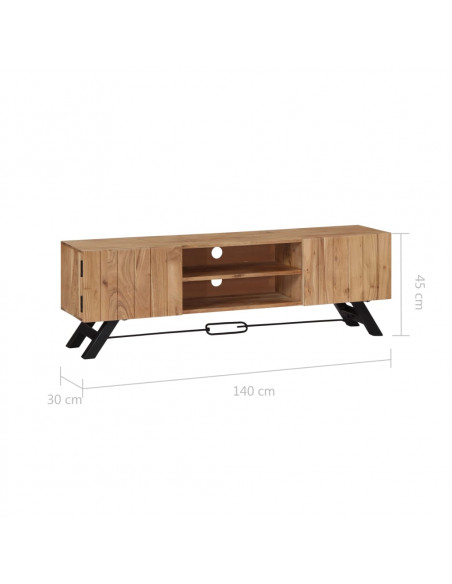 Mobile Porta TV 140x30x45 cm in Legno Massello di Acacia