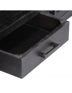 Mobile Porta TV Nero 118x30x40 cm in Legno Massello di Mango 2