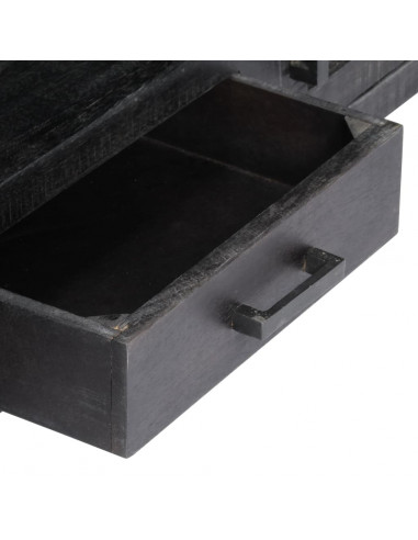 Mobile Porta TV Nero 118x30x40 cm in Legno Massello di Mango