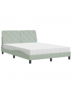 Letto con Materasso Grigio Chiaro 140x200 cm in Velluto 2