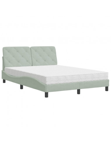 Letto con Materasso Grigio Chiaro 140x200 cm in Velluto