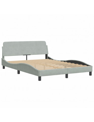 Letto con Materasso Grigio Chiaro 140x200 cm in Velluto