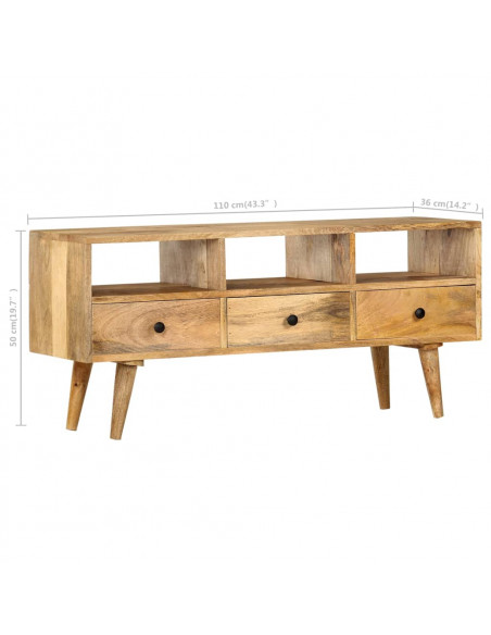 Mobile Porta TV 110x36x50 cm in Legno Massello di Mango