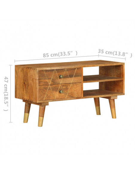 Mobile Porta TV 85x35x47 cm in Legno Massello di Mango