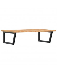 Ripiano a Parete per Lavabo in Acciaio e Massello di Rovere 2