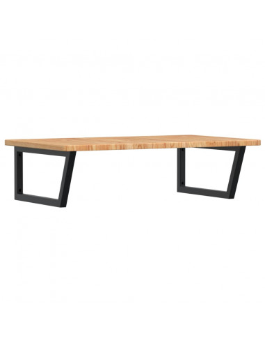 Ripiano a Parete per Lavabo in Acciaio e Massello di Rovere