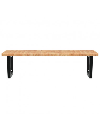 Ripiano a Parete per Lavabo in Acciaio e Massello di Rovere