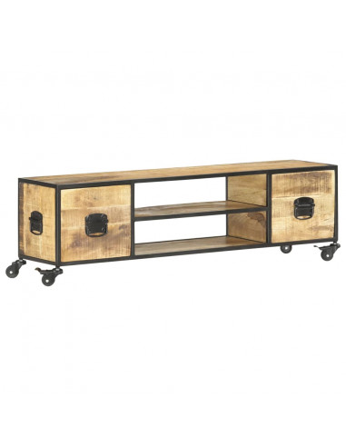 Mobile Porta TV 130x30x39 cm in Legno Massello di Mango