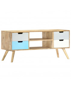 Mobile Porta TV 110x35x48 cm Legno Massello di Mango 2