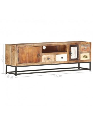 Mobile Porta TV 120x30x40 cm in Legno Massello di Recupero