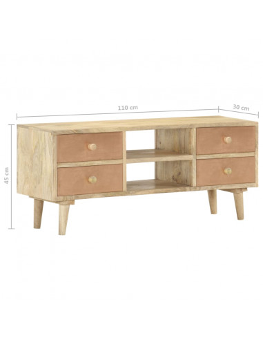 Mobile Porta TV 110x30x45 cm in Legno Massello di Mango