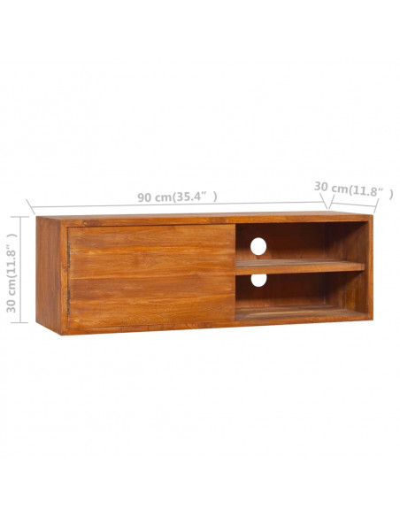 Mobile TV a Parete 180x30x30 cm in Legno Massello di Teak