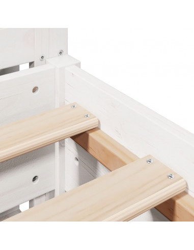 Letto senza Materasso Bianco 135x190 cm Legno Massello di Pino