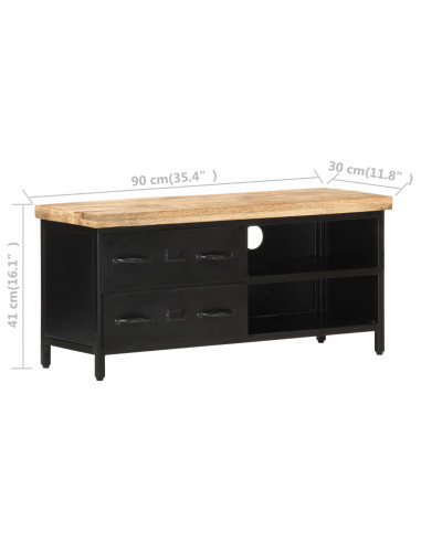 Mobile Porta TV 90x30x41 cm in Legno di Mango Grezzo