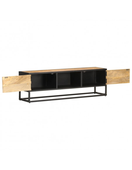 Mobile Porta TV con Anta Intagliata 130x30x40cm in Mango Grezzo