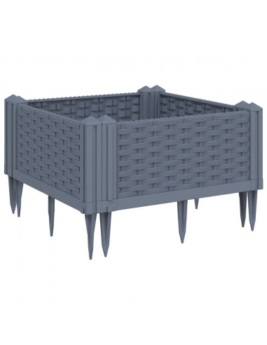 Fioriera da Giardino con Picchetti Grigia 42,5x42,5x28,5 cm PP
