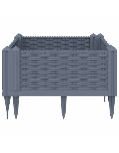 Fioriera da Giardino con Picchetti Grigia 42,5x42,5x28,5 cm PP