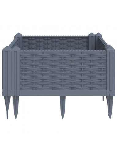 Fioriera da Giardino con Picchetti Grigia 42,5x42,5x28,5 cm PP