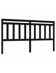 Testiera per Letto Nera 186x4x100 cm in Legno Massello di Pino 2