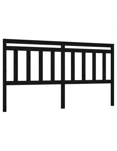 Testiera per Letto Nera 186x4x100 cm in Legno Massello di Pino